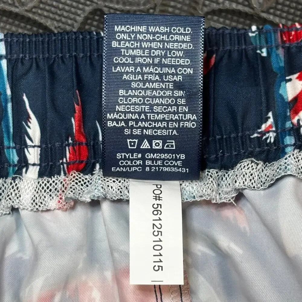 George Palm Trees Swim Trunks Size 2XL (44-46) Men`s Blue Red Beach Shorts